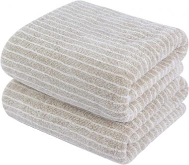 KinHwa Microfiber Bath Towels Large Bathroom Towels Luxurious Soft Shower Towel with Stripe Ideal for Sports Travel Fitness Yoga Pool Hair 30inch x 60inch 2 Pack Brown