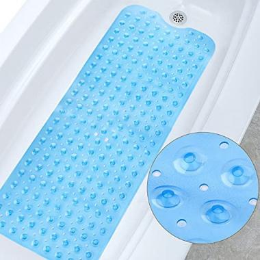 Bath Tub Shower Mat, Non-Slip and Extra Large 40 inch x 16 Inch, Bathtub Mat with 200 Suction Cups, Machine Washable Bathroom Mats with Drain Holes,