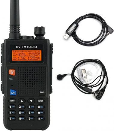 Ham Radio Handheld UV52X Long Distance Walkie Talkies Amateur Two Way Radio 144-148/420-450mhz W/Cable Earpiece, Black