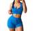 Meyeeka Women's 2 Piece Ribbed Seamless Workout Sets Short Sleeve Crop Top Drawstring Yoga Outfits Sets