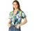 Allegra K Women's Hawaiian Shirts Leaves Printed Short Sleeve Tropical Button Down Shirt