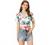 Allegra K Women's Hawaiian Shirts Leaves Printed Short Sleeve Tropical Button Down Shirt