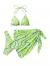 SOLY HUX Women's Wrap Triangle Bikini Bathing Suits with Mesh Beach Skirt 3 Piece Swimsuits