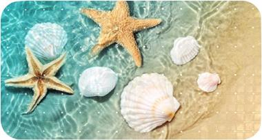 Bath Tub Shower Mat Non-Slip Starfish and Seashell On The Summer Beach Bathtub Mats with Suction Cups and Drain Holes Bathroom Soft Showermat 14.7"x26.9"