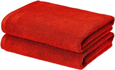 BHT Towels - 100% Cotton Towel - Set of 2 Bath Towels - Quick Dry - Soft & Absorbent - 450 GSM - Machine Washable (Tomato Red)