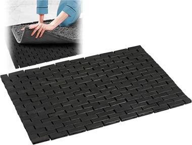 Bamboo Wood Bath Mat, Black (Standard Size 16 x 23 Inches), Bathroom, Tub, Sauna Floors and Shower Doorsteps Rug