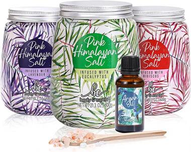 Bath Salt Soaking Solution - Bath Salts with Tea Tree Oil, Eucalyptus Lavender and Hibiscus Scend, Dissolvable Therapy Formulas for Body Care, Bath Set for Women Gift for Mother's Day Gifts