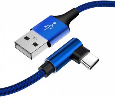 [3 Pack] Galaxy S10 Charger YWXTW USB Type C Cable 10FT [Case Friendly] 90 Degree Durable Nylon Braided Fast Charging Cord for Samsung Galaxy S22 S21 S20 S10 S9 Plus Note 20 Ultra S21 FE (Blue 10FT)