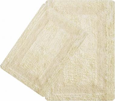 Cotton Bath Mat Set- 2 Piece 21x34/17x24 - 100% Cotton Reversible Soft Absorbent and Machine Washable Bathroom Rugs - Lemon Yellow