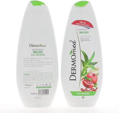 DERMOmed: "Aloe e Melograno" Emollient Bath Foam with Aloe Vera and Pomegranate 25.3 Fluid Ounce (750ml) Bottle [ Italian Import ]