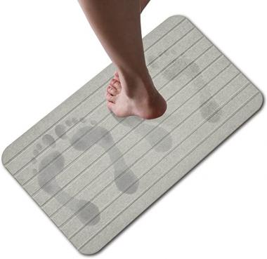 DICHAB Diatomaceous Earth Bath Mat Nonslip Bath Stone Mat, Absorbent Quick-Dry Diatom Mud Bathroom Mats with Carving Texture, Eco-Friendly Diatomite Pad for Shower (23.5'' x 15'' Grey)