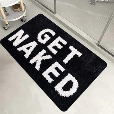 Yuang Get Naked Bath Mat- Funny Bathroom Rugs-Non Slip Black Bath Mats -Soft Thick Microfiber Absorbent Bath Rug for Bathroom -Machine Washable 20IN x 32IN