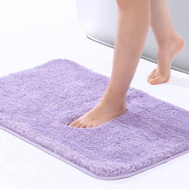 ROSMARUS Shaggy Bath Rugs Non-Slip 17”X24”, Bathroom Mat with Fluffy Soft Plush & Super Water Absorbent Microfiber, Shower Carpet, Machine Washable Bathroom Rug for Bathroom Floor Tub, Shower, Liliac