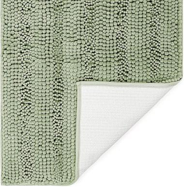 TAFTS Striped Chenille Bathroom Rugs and Mats Sets, Ultra Soft Chenille Microfiber, Absorbent Non-Slip Machine Washable Bath Rugs, Bath Mat for Bathroom, Shower Mat & Tub, 21"x30", Sage Green