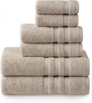 Welspun Basics Luxurious 100% Hygro Cotton 6 Piece Towel Set | Fawn Brown | Quick Dry | Absorbent | Durable | Softer & Lofter Wash After Wash | Sustainable | 600 GSM | 2 Bath 2 Hand 2 Wash Towels