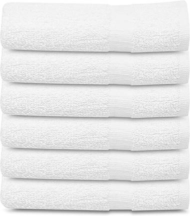 Towels N More 6 Pack 22x44 White Gym Towel 100% Cotton Loop for Maximum Absorbent Easy Care Lightweight Home Bath Towels, Salon Towels, Motels, use (6, 22x44)