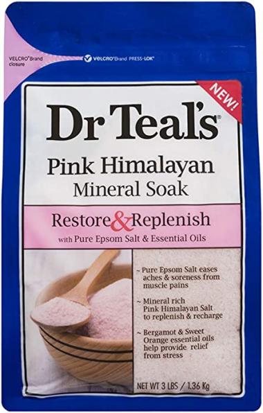 Dr Teal's Restore & Replenish Pure Epsom Salt & Essential Oils Pink Himalayan Mineral Soak, Orange, 3 lb