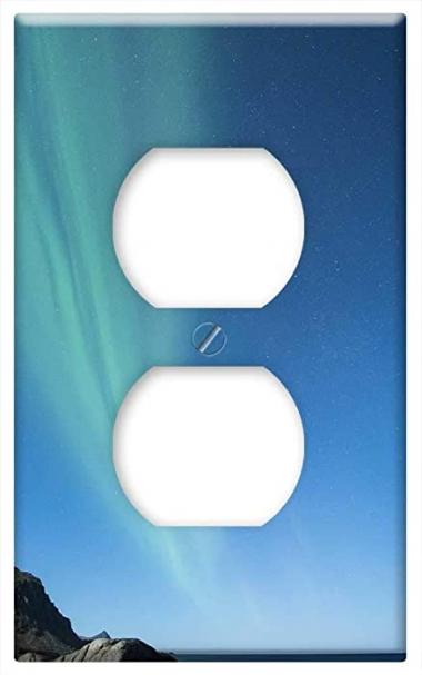 Switch Plate Outlet Cover - Aurora Borealis Lofoten Norway Night Beach Costa 3