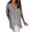 Womens Pocketd V Neck Cotton Linen Shits Long Tunic Casual Summer Tops Plus Size Split Hem Half Sleeve T-Shirt Blouses