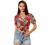 Allegra K Women's Hawaiian Shirts Leaves Printed Short Sleeve Tropical Button Down Shirt