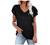 Womens Tops Casual Lace Trim Petal Sleeve Blouse Summer Loose Shirt V Neck Tunic Top Floral Print Blouse for Women