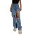 Fashion Women Patchwork Jeans Cool High Waist Jeans Straight Denim Pants Vintage Skinny Jeans Trousers