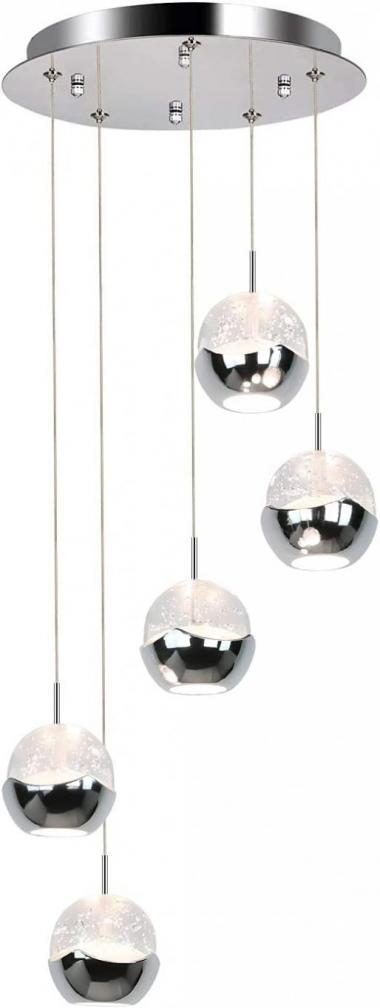 Pendant Lights Fixture, 5-Light Led-Integrated Pendant Lamp, Premium Bubble Globe with Chromed Finished, 4000K, 30W (180 Watt Equivalent) CRI 90+, 2250lm, ETL Listed