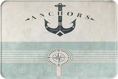 Antique Nautical Anchor Theme Bath Mat Rug for Bathroom Floor Plush Mats Small Bathmats Soft Washable Non Slip Absorbent Shower Carpet Kitchen Sink Rugs Bathroom Decor Accessories