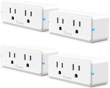 Govee Dual Smart Plug 4 Pack, 15A WiFi Bluetooth Outlet, Work with Alexa and Google Assistant, 2-in-1 Compact Design, Govee Home App Control Remotely with No Hub Required, Timer, FCC and ETL Certified