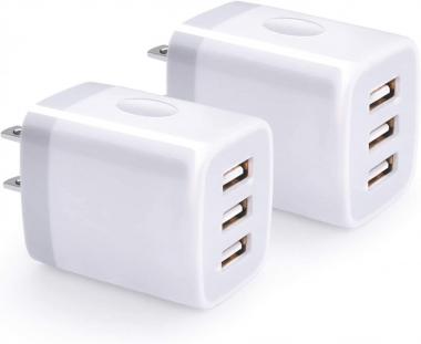 USB Wall Charger, Hootek 2Pack Wall Plug 3-Port USB Charging Station 3.1A Power Adapter Multi Port Quick Charger Block Cube Compatible iPhone 14 13 12 11 Pro XS MAX 8 Plus,iPad,Samsung Galaxy S22 S21