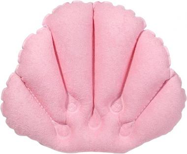 XKUN Bath Pillows for Tub Inflatable Bath Pillow with Suction Cup Soft Neck Support Pillow Bath Scallop Cushion Pink