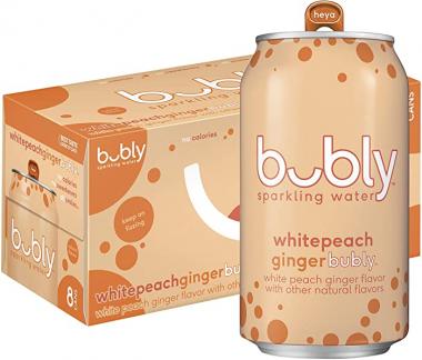 Bubly White, Peach ginger, 12 Fl Oz (Pack of 8)