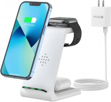 Wireless Charger, 3 in 1 Wireless Charging Station for Apple, UFOAN Qi Fast Charger Dock for iPhone 14/14 Pro Max/13 Pro Max/13 Pro/13/12/11/11 Pro/X/Xr/Xs, Apple Watch 7/6/SE/5/4/3/2, Airpod Pro/2