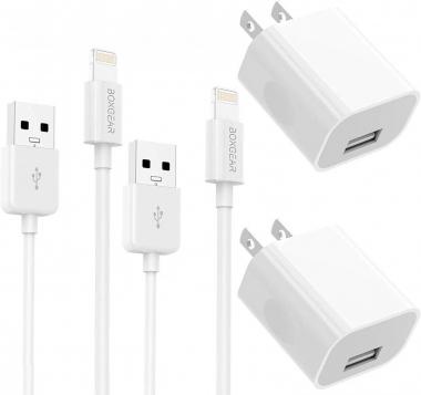 Boxgear iPhone Charger 2-Pack MFi Certified Charging iPhone Lightning Cable and USB Wall Adapter Plug Block for iPhone11 Pro, Xs, XS Max, X, 8, 8 Plus, 7, 7 Plus, 6S, 6, 6 Plus, 5S, iPad Mini (White)