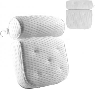 SOMONO Bath Pillow for Tub Ergonomic Bath Pillows for Neck and Back Support with 6 Strong Suction Cups 4D Air Mesh Design Breathable Bath Accessories for Spa