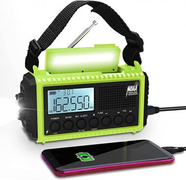 Emergency Radio Raynic 5000 Weather Radio Solar Hand Crank AM/FM/SW/NOAA Weather Alert Portable Radio with Cellphone Charger, Headphone Jack, Flashlight, Reading Lamp and SOS Alarm (Green)