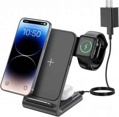 Wireless Charging Station for Multiple Device Apple - 3 in 1 Wireless Charger Stand Dock for Apple Watch 7/SE/ 6/5/4/3/2, Airpods 3/2/Pro, iPhone 13 Pro/13/12Pro/12/11 Qi-Certified Phones