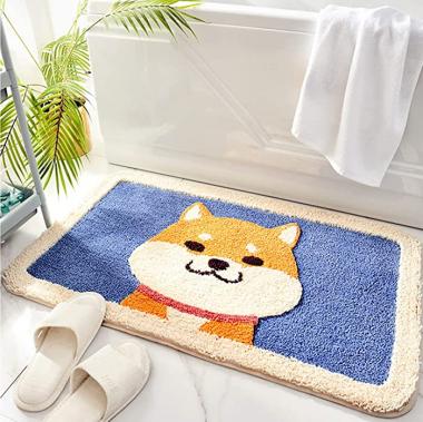 Bath Mat, Cute Shaggy Bathroom Rug,Soft, Absorbent, Non Slip & Durable Plush Rug, Machine Wash, Ideal for Tub, Toilet or Sink, 17.71"x 25.59", Akita