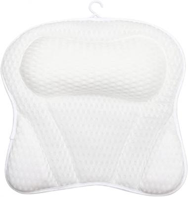 Neck and Back Support Men Women Bath Pillows for Tub 4D Air Mesh 6 Suction Cups Bath Accessories Tub Headrest