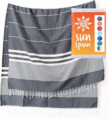 Turkish Beach Towel by SunSpun Linens - 39x71in No-Shrink Pre-Washed Pestemal Cotton Oversized Turkish Beach Towel and Blanket, Turkish Bath Towels, Turkish Towel, Bath Towel, Bathroom Towels (Grey)