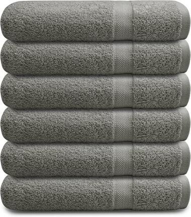 Cotton Bath Towels Set Ultra Soft Cotton Large Bath Towel Grey Highly Absorbent Quick Dry Daily Usage Home and Kitchen Bath Towel Set- Grey 24" x 48" Pack of 6