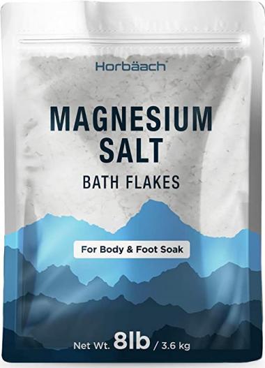 Magnesium Salt Bath Flakes | 8 lb Bulk Size | Body and Foot Soak | By Horbaach