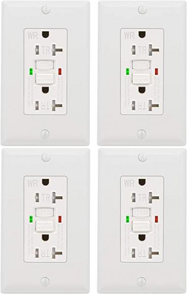 ANKO GFCI Outlet 20 Amp 4 Pack, UL Listed, LED Indicator, Tamper-Resistant, Weather Resistant Receptacle Indoor or Outdoor Use with Decor Wall Plates and Screws