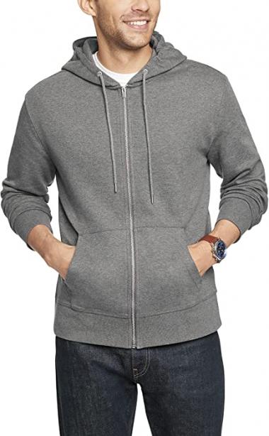 Van Heusen Men's Essential Long Sleeve Full Zip Ponte Hoodie Sweatshirt