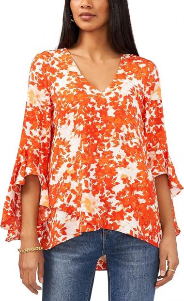 Vince Camuto Petite Ruffle Sleeve Top