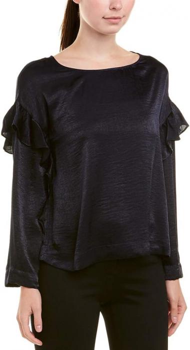 Women's Ruffle Sleeve Satin Top