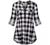 MIXJOY Baikea Women's 3/4 Sleeve V Neck Plaid Shirt Casual Tunic Blouse with Chest Flaps