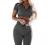 Meyeeka Women's 2 Piece Ribbed Seamless Workout Sets Short Sleeve Crop Top Drawstring Yoga Outfits Sets