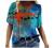 Summer Tops for Women Short Sleeve T Shirts Casual V-Neck Tie Dye Abstract Printed Tee T-Shirts Tunic Loose Blouses