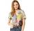 Allegra K Women's Hawaiian Shirts Leaves Printed Short Sleeve Tropical Button Down Shirt